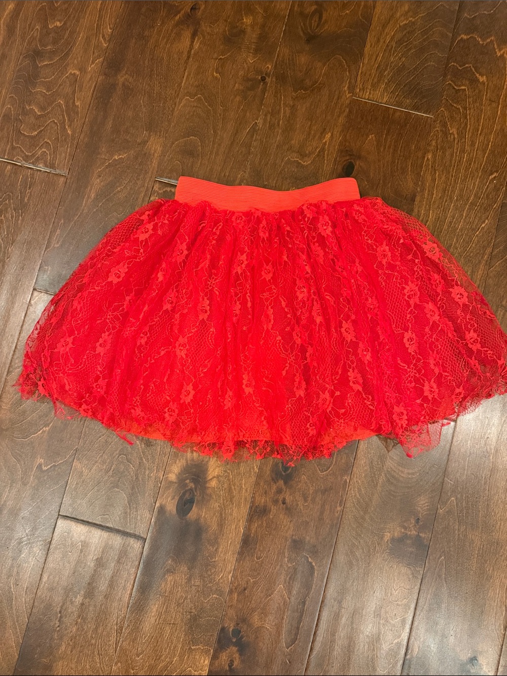 Red Lace Tulle Skirt - Women's Flared Skirt